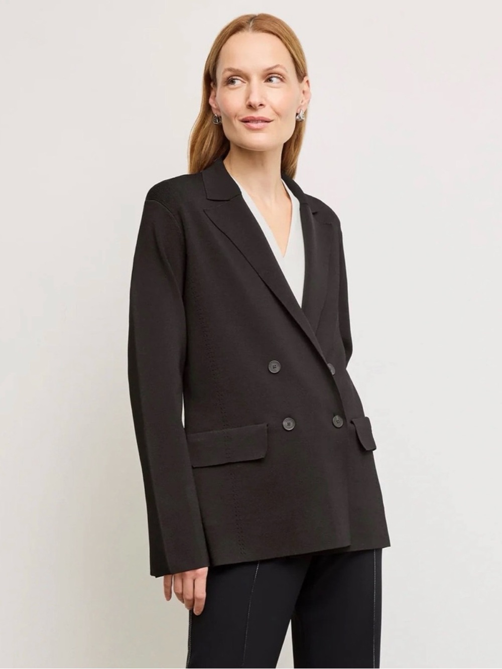 M.M.LaFleur Black Cody Boyfriend Jardigan Knit Blazer Jacket Size Medium work